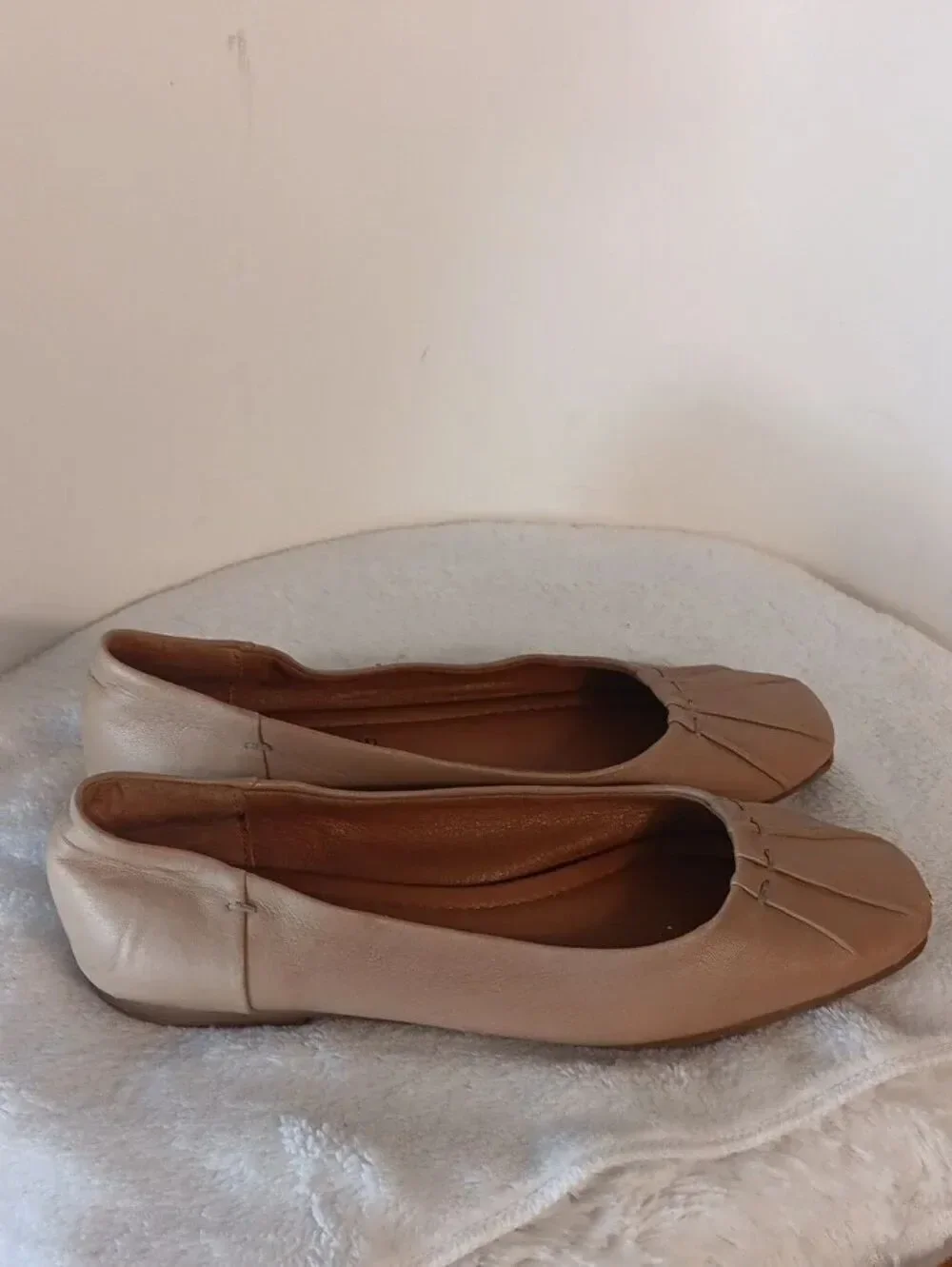 Lucky Brand Women's Leather Ballet Flats in Beige